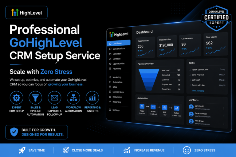 Professional GoHighLevel CRM Setup Service Scale with Zero Stress